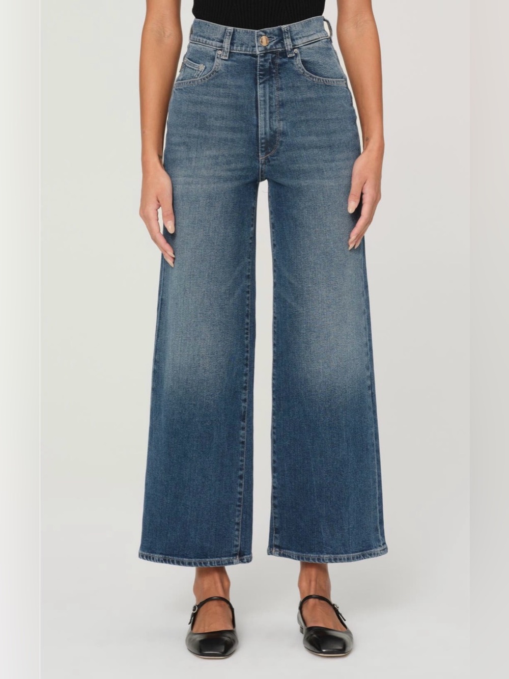 DL1961 High-Rise Wide Leg Ankle Jeans in Seagate